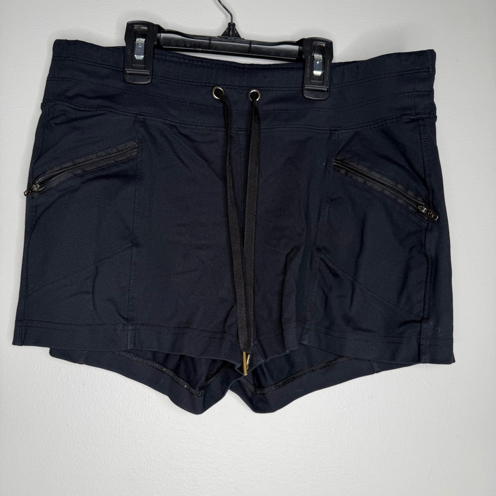 Active Life Shorts Womens Small Black Stretch Drawstring Zip Pocket 980077559